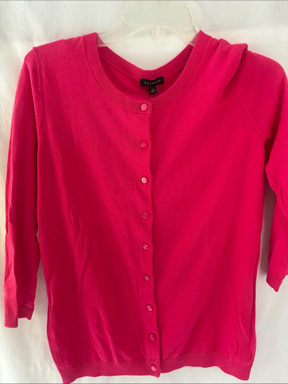 Talbots Woman’s Fuchsia Button-Front Cardigan. Size S.  NWTs.